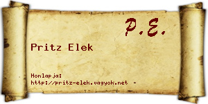 Pritz Elek névjegykártya