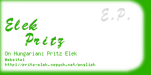 elek pritz business card